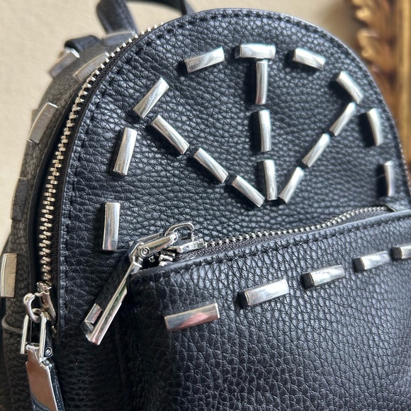 NWOT MMS mini silver bar studded black backpack - Picture 2 of 7